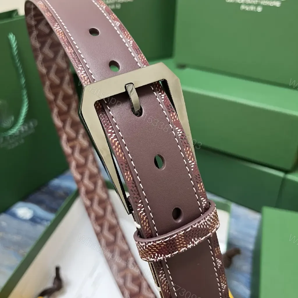 View 5 of Lux Leather Belt with Chevron Pattern & Brass Buckle