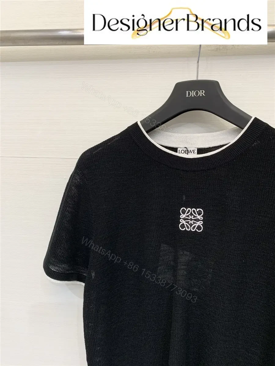 View 2 of Loewe Black Knitted Short-Sleeve Top