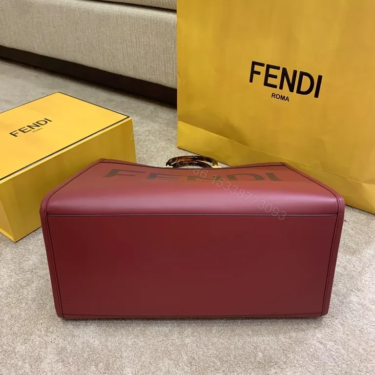 View 8 of Burgundy Leather Tote: Structured, Fendi-Inspired Luxury Bag