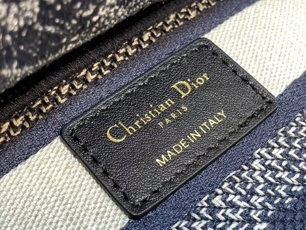View 3 of Navy Tapestry Mini Tote: Dior Logo Luxe Carryall