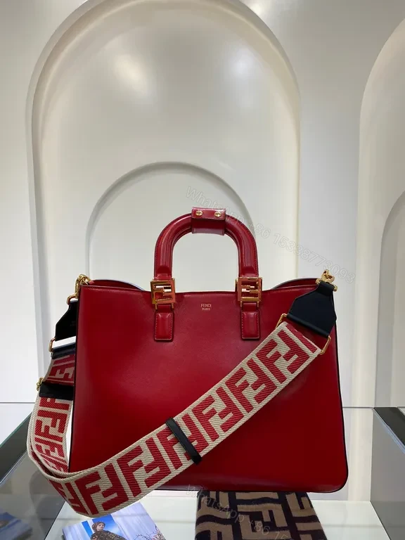 Structured Leather Satchel: Luxury Fendi-Inspired Strap Bag — view 1