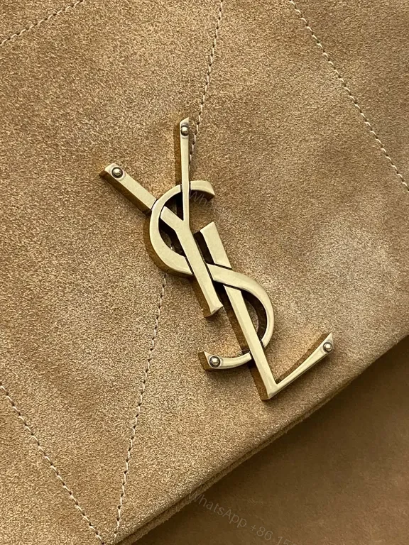 View 4 of Soft Suede Quilted Tote with Gold YSL Emblem â€” Everyday Luxury