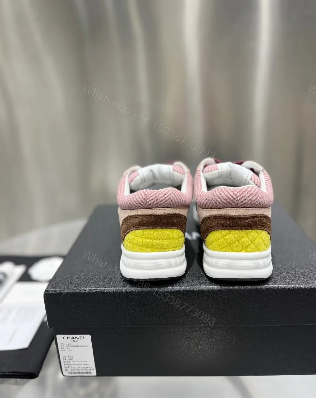 View 3 of Patterned Knit Runner: Suede-Mesh, Logo Luxe Sneakers