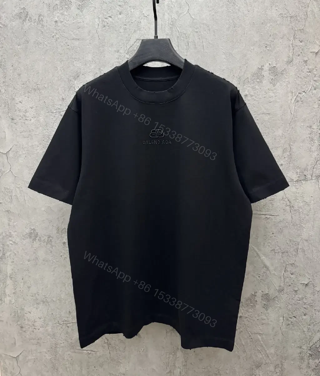 View 10 of Textured Logo Black Knit Tee – Oversized Luxury Streetwear