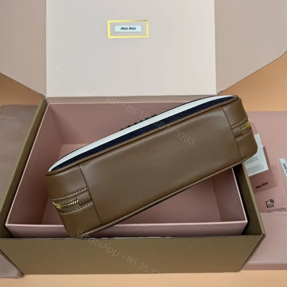 View 4 of 高仿miumiu*Beau系列5BB173牛皮帆布手提包藍白色免檢版