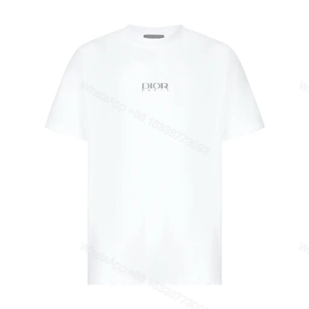 White Cotton Minimalist Tee — Dior Paris Logo, Modern Silhouette — view 1