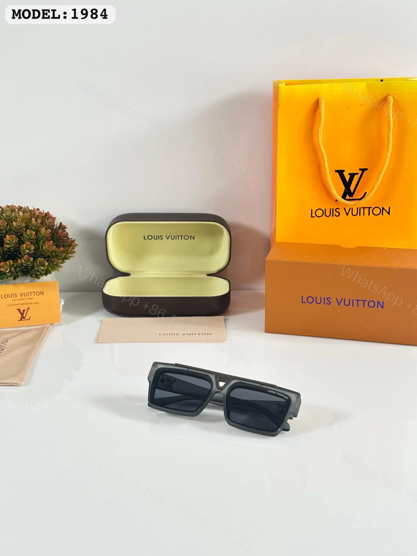 View 2 of Louis Vuitton Square Black Sunglasses 1984 Plastic