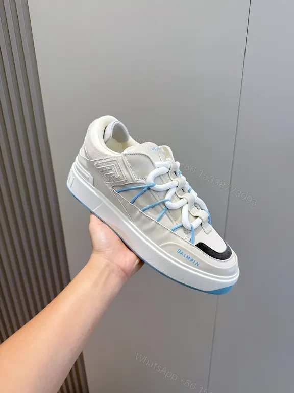 White Balmain x Runner: Sculpted Paneling Sneakers — view 1