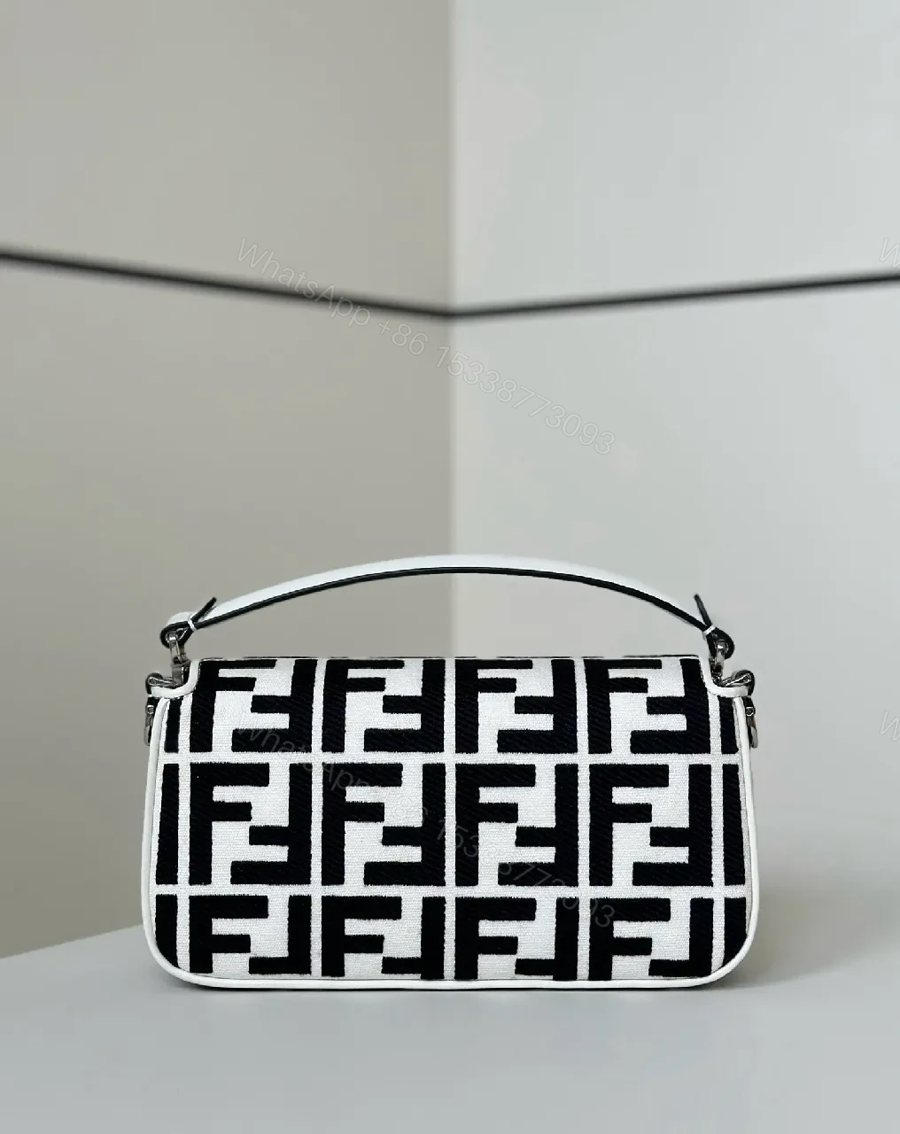 View 6 of Bold Monochrome Messenger: Graphic Pattern, Everyday Luxury Bag