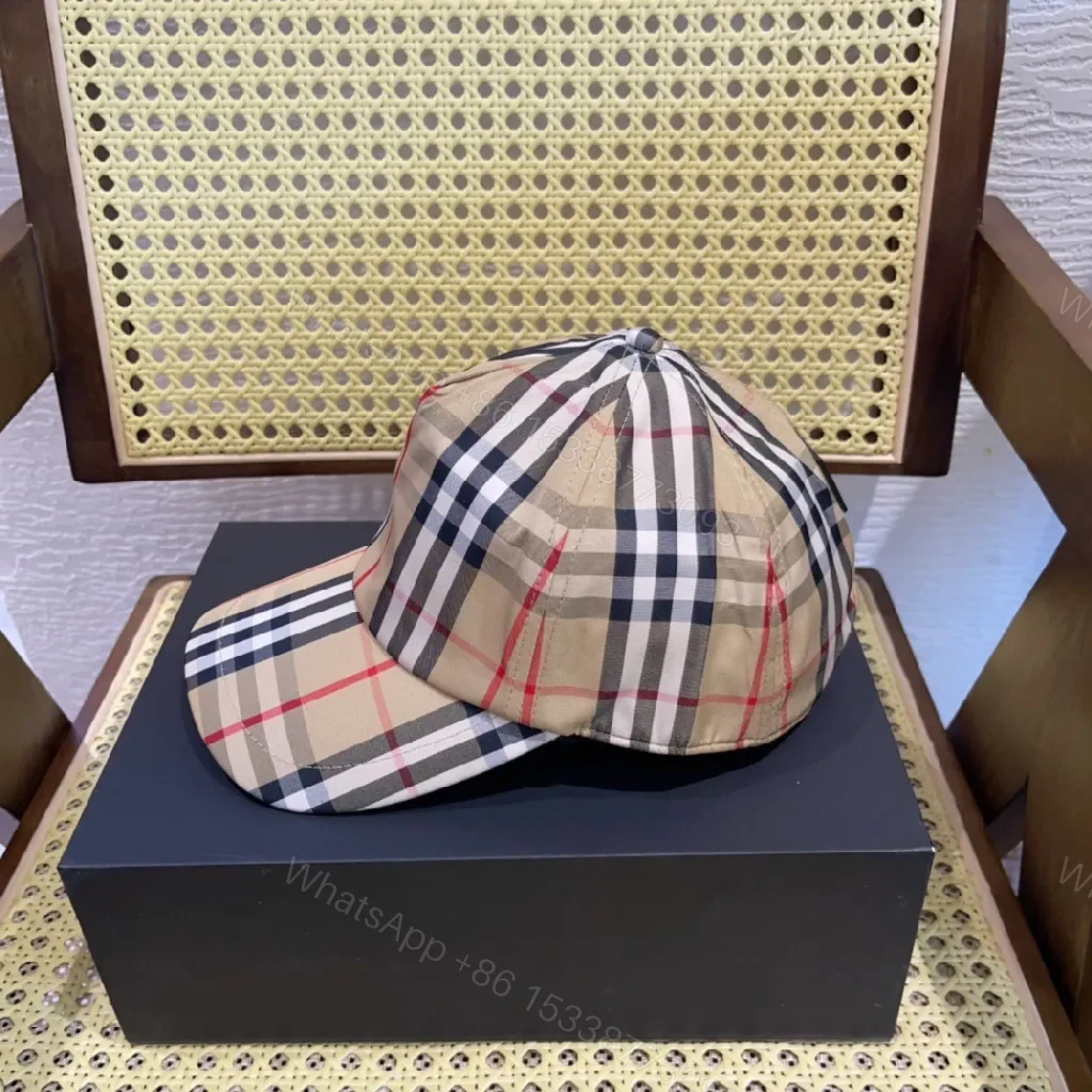 View 5 of Beige Plaid Cap Set: Classic Check, Modern Fit Utility Cap