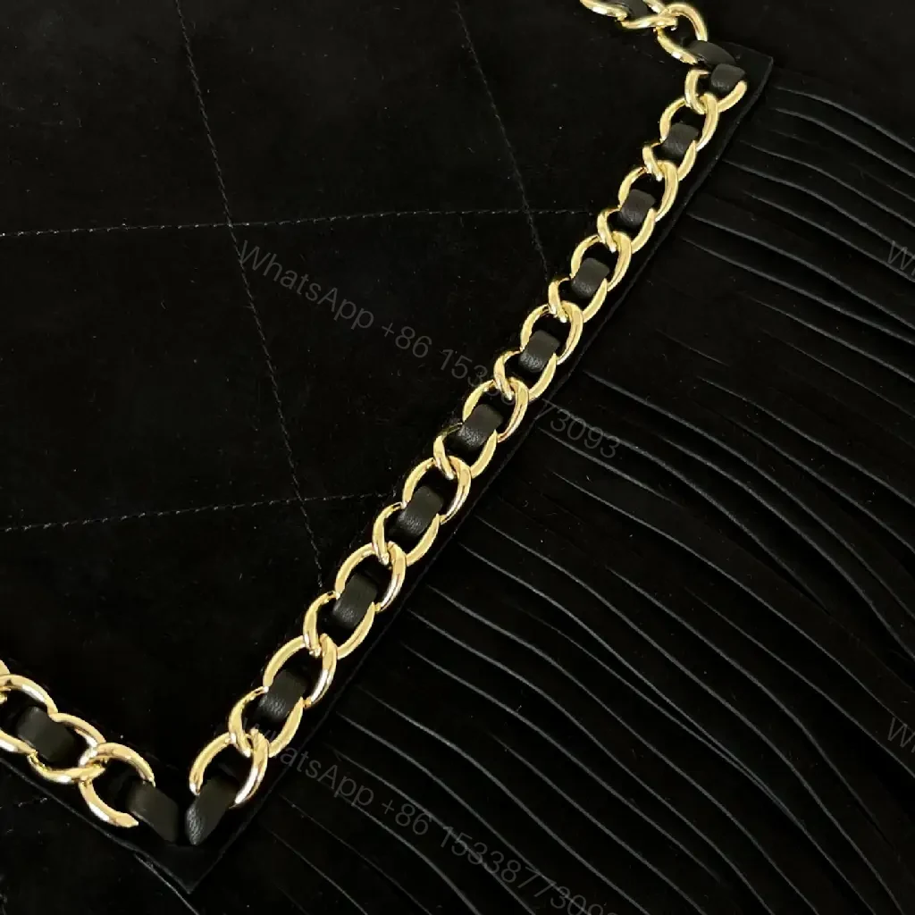 View 9 of Quilted Suede Fringe Tote: Luxe Chanel-Inspired