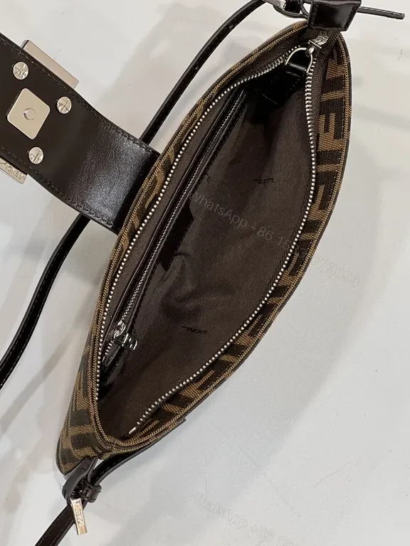 View 9 of Brown Monogram Denim Clutch: Luxe Leather-Trim, Crossbody + Envelope Carry