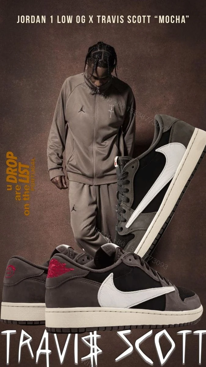 View 4 of FIRST COPY Nike Air Jordan Travis Scott Low Mocha for- unisex