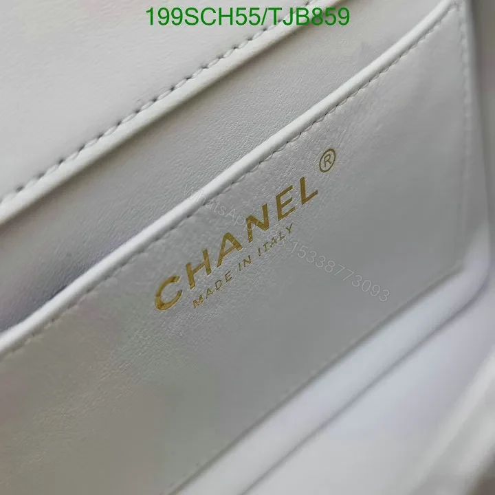 View 9 of Chanel White Flap Bag featuring Pearl Crush and Gold Hardware M9524