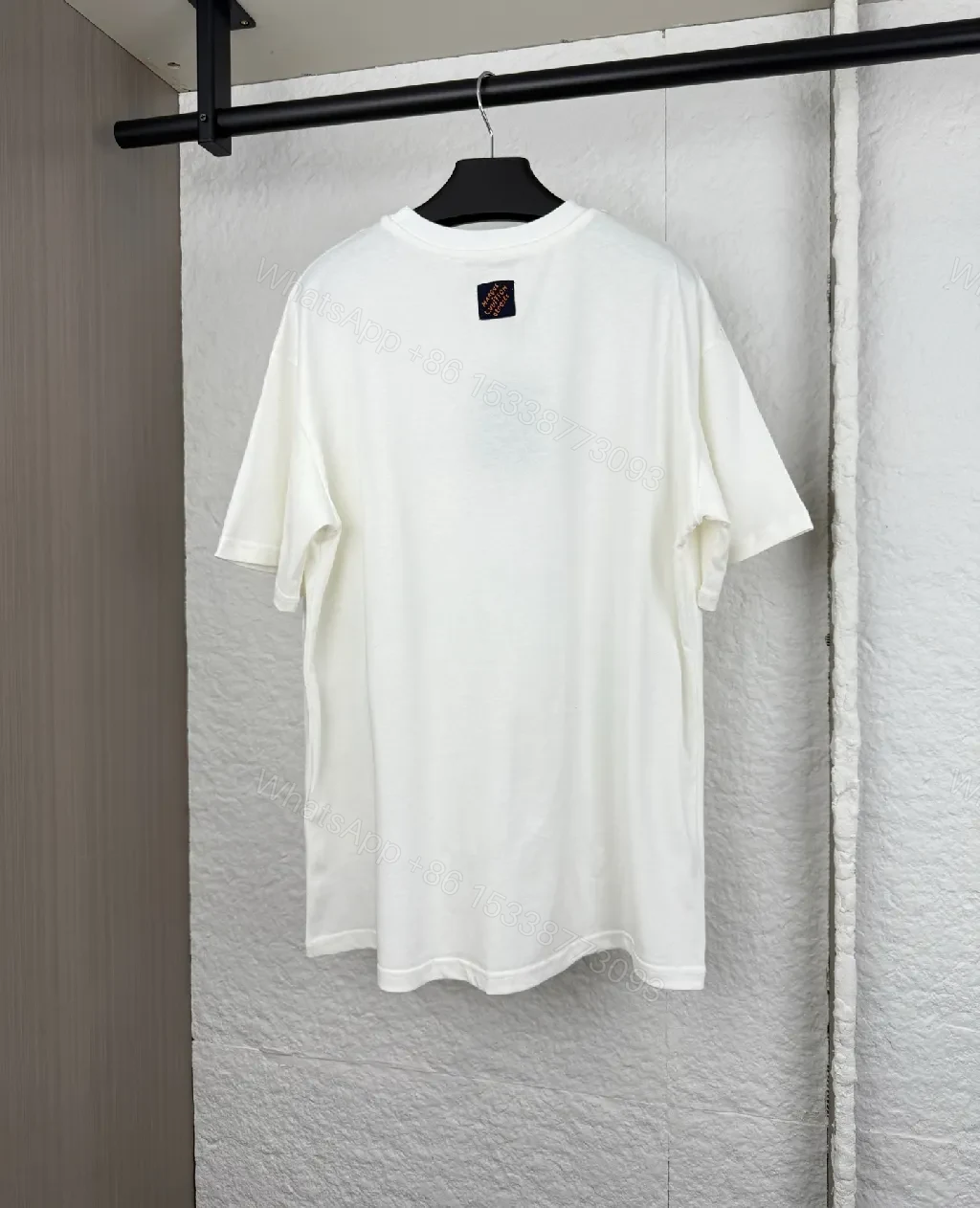 View 4 of White Cotton Tee Luxe Embroidered XLV Monogram Statement Tee