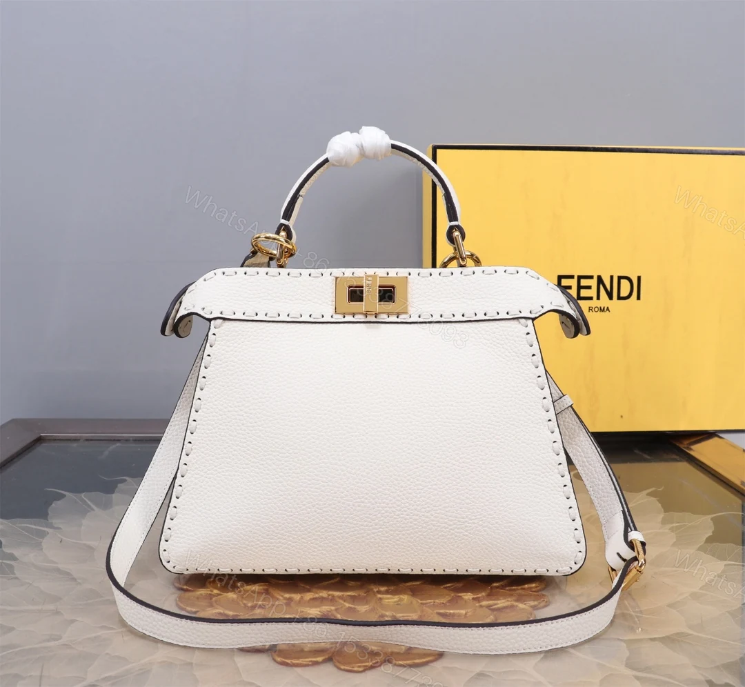 Fendi 原單 Peekaboo Selleria 手提斜背包 米白色金扣款 — view 1