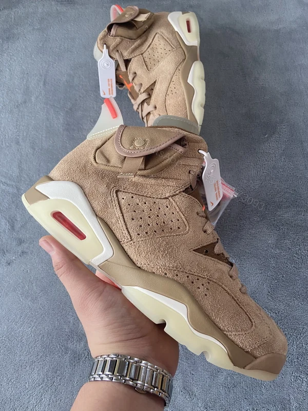 View 4 of Replica Travis Scott x Air Jordan 6 British Khaki DH0690-200