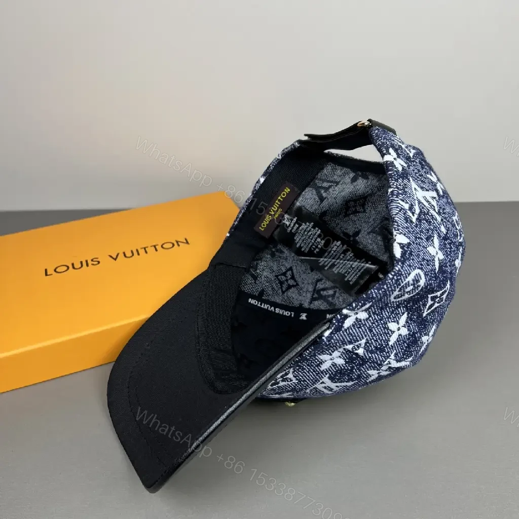 View 9 of Denim Monogram Cap with Leather Visor – Luxe Everyday Style