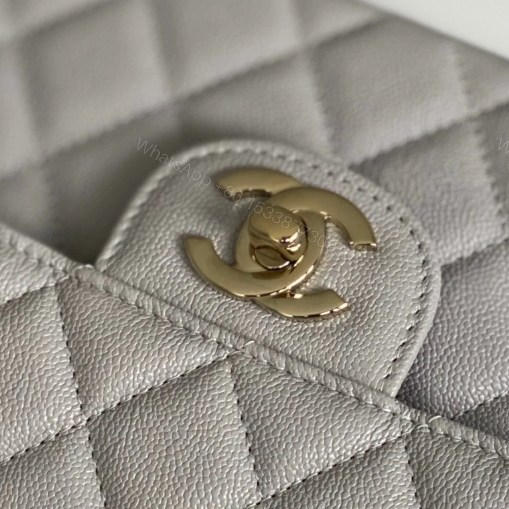 View 7 of Chanel Classic Handbag Grey With Gold Hardware 26cm A01112