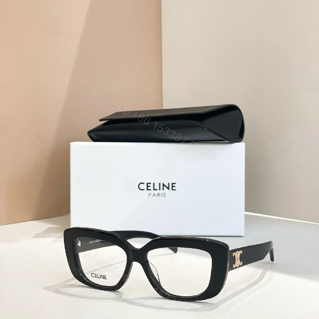 Bold Black Acetate Rectangle Eyeglasses with Gold Branding — view 1