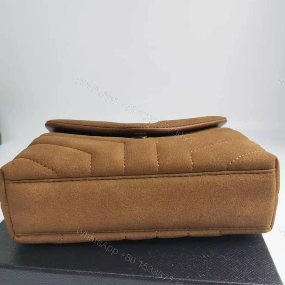 View 4 of Saint Laurent Loulou Small Shoulder Bag In Suede Brown 22Cm