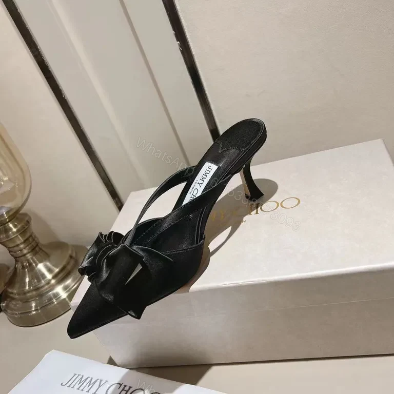 View 3 of Chic Satin Bow Mules: Luxury Open-Back Slingshot Heel