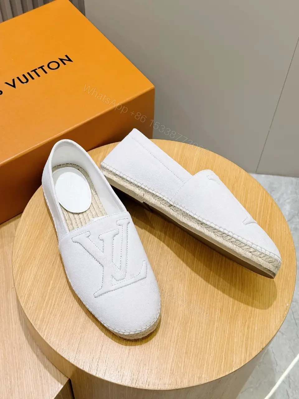 View 7 of Minimalist White Slip-Ons with Subtle LV Motif Fusion Shoes