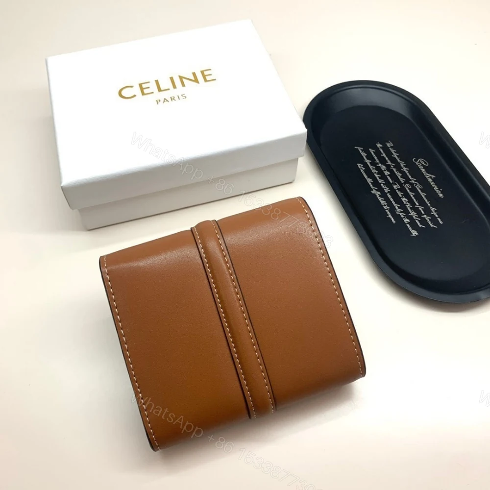 View 5 of CELINE SMALL TRIFOLD WALLET 16 IN SATINATED TAN 11CM 10F523CQ7 04LU
