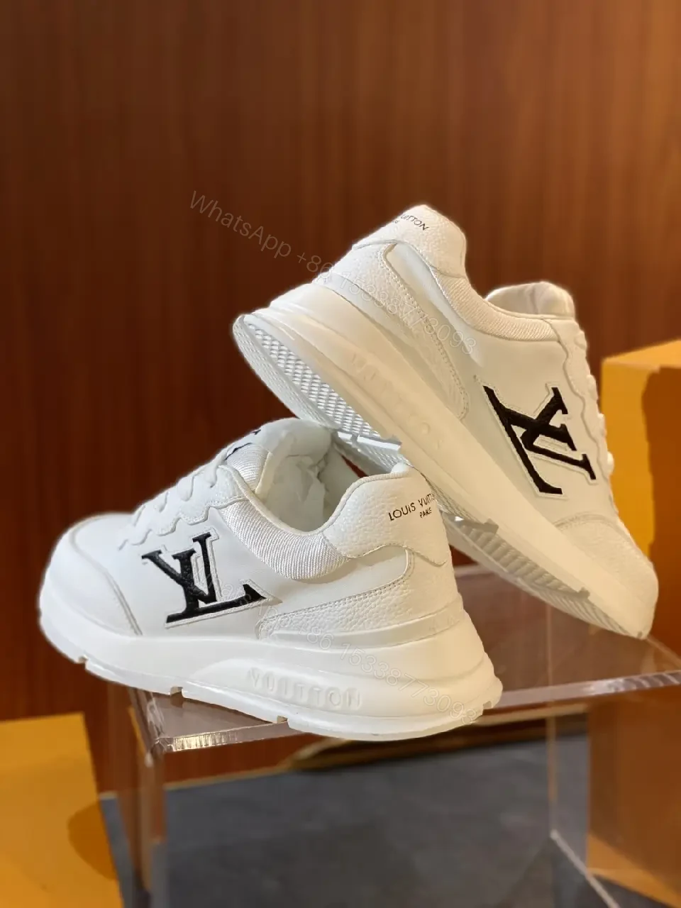 View 6 of White Leather Luxe High-Tops with LV Accent, Everyday Comfort