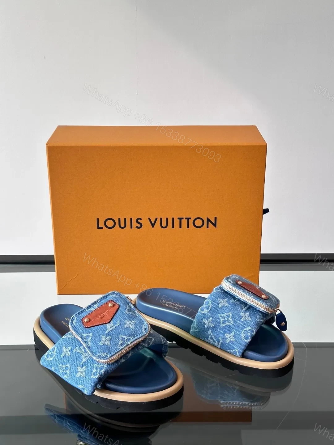 View 5 of LV Men Blue Denim Slides