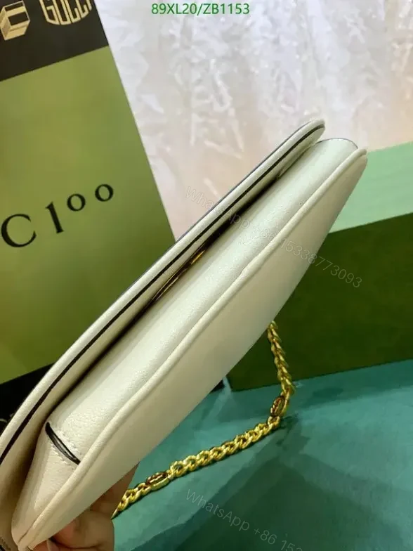 View 4 of Gucci White Blondie Leather Shoulder Bag Dupe ZB11535 – Stylish Chain Strap
