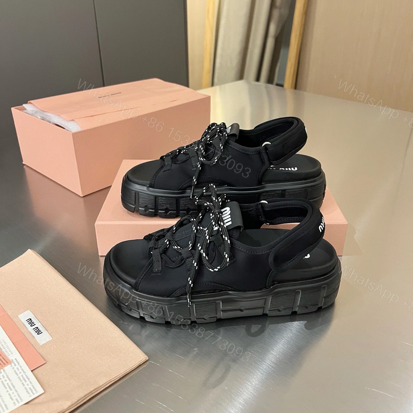 View 8 of MIUMIU CHUNKY NEOPRENE SANDALS BLACK 5X418E 30K F0002 F 050