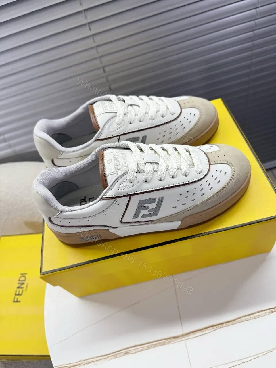 View 3 of Casual Luxury White-Beige Leather High-Top Sneaker, Comfort
