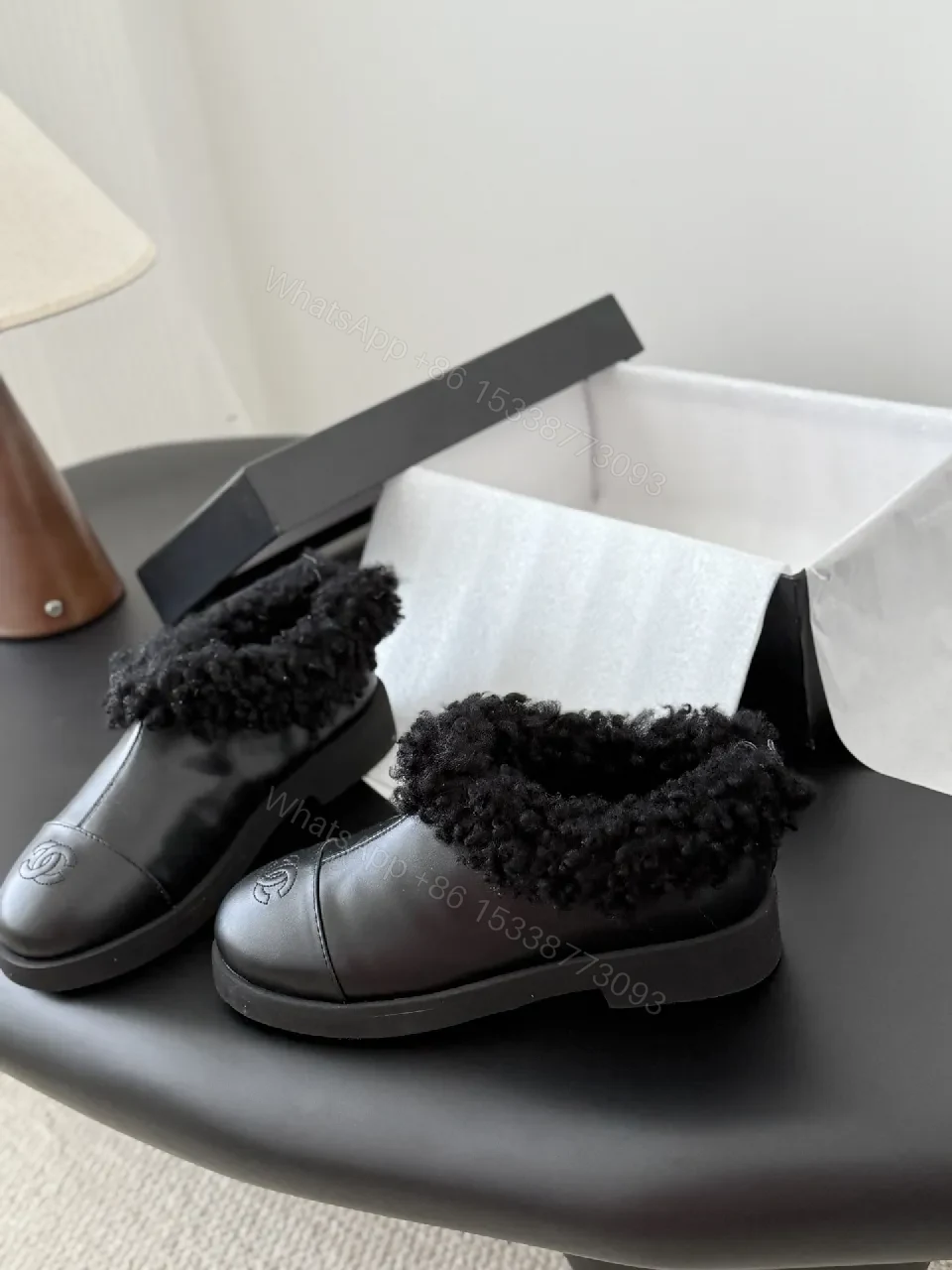 View 5 of Faux Fur Trim Leather Mules – Luxe Comfort, City-Chic Style