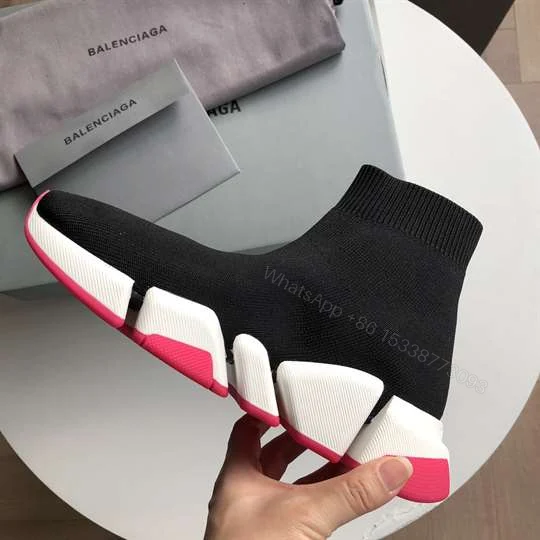 View 6 of BALENCIAGA SPEED 2.0 SNEAKER IN BLACK, WHITE AND RED RECYCLED KNIT – BB144