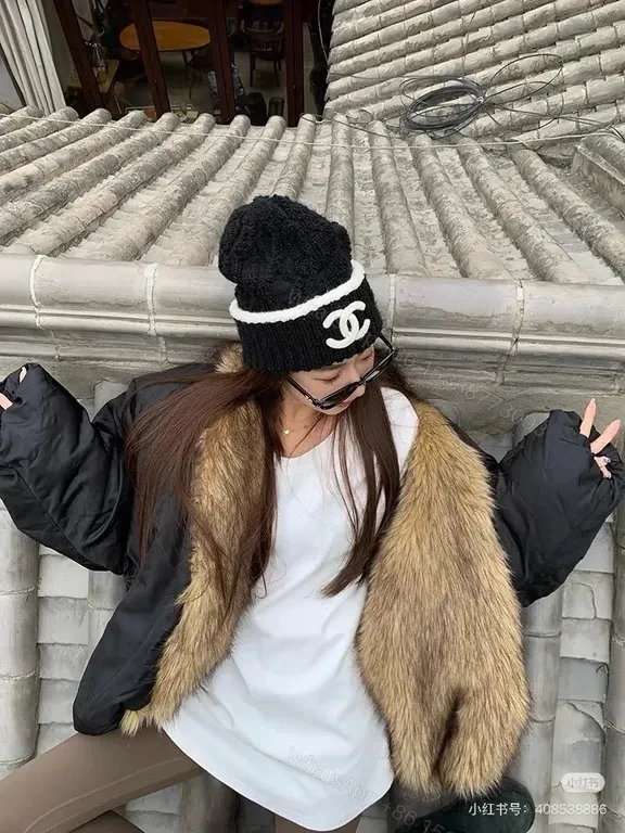 View 8 of Chic Knit Beanie Set: Luxury Logo Stripe Details