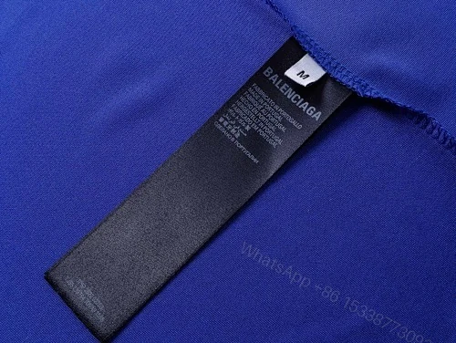 View 6 of Balenciaga Clothes 3B Silhouette Ribbed V-Neck Printed Long-Sleeve T-Shirt Black/Blue/Gray