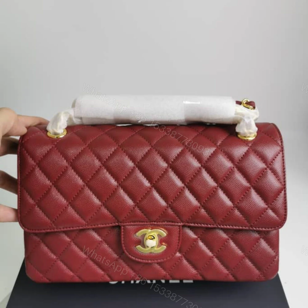 View 2 of Chanel Medium Classic Double Flap Burgundy Gold Hardware 25Cm