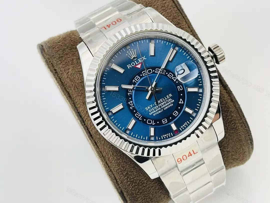 View 2 of Exclusive sky dweller replica 336934 42MM Blue Oyster Annual Calendar 336934-0005