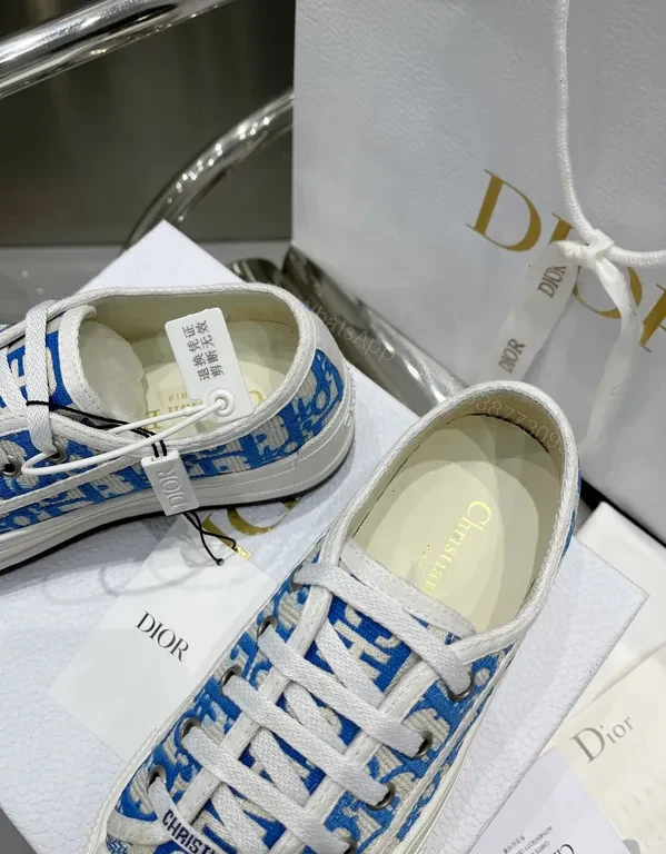 View 6 of Blue Canvas Sneakers with Dior Monogram Logo - Modern Luxe Footwear