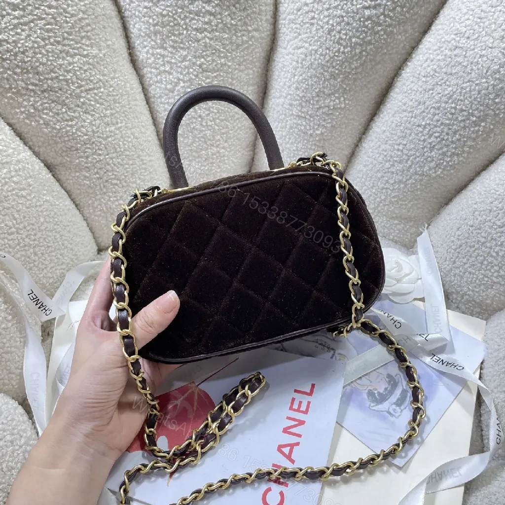 View 3 of Velvet Mini Bag: Lux Velvet Curves with Gold Hardware