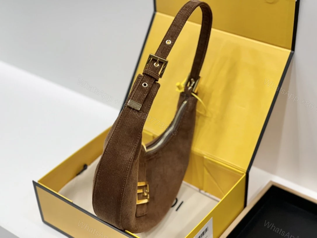 View 3 of Fendi Brown Suede Croissant-Bag