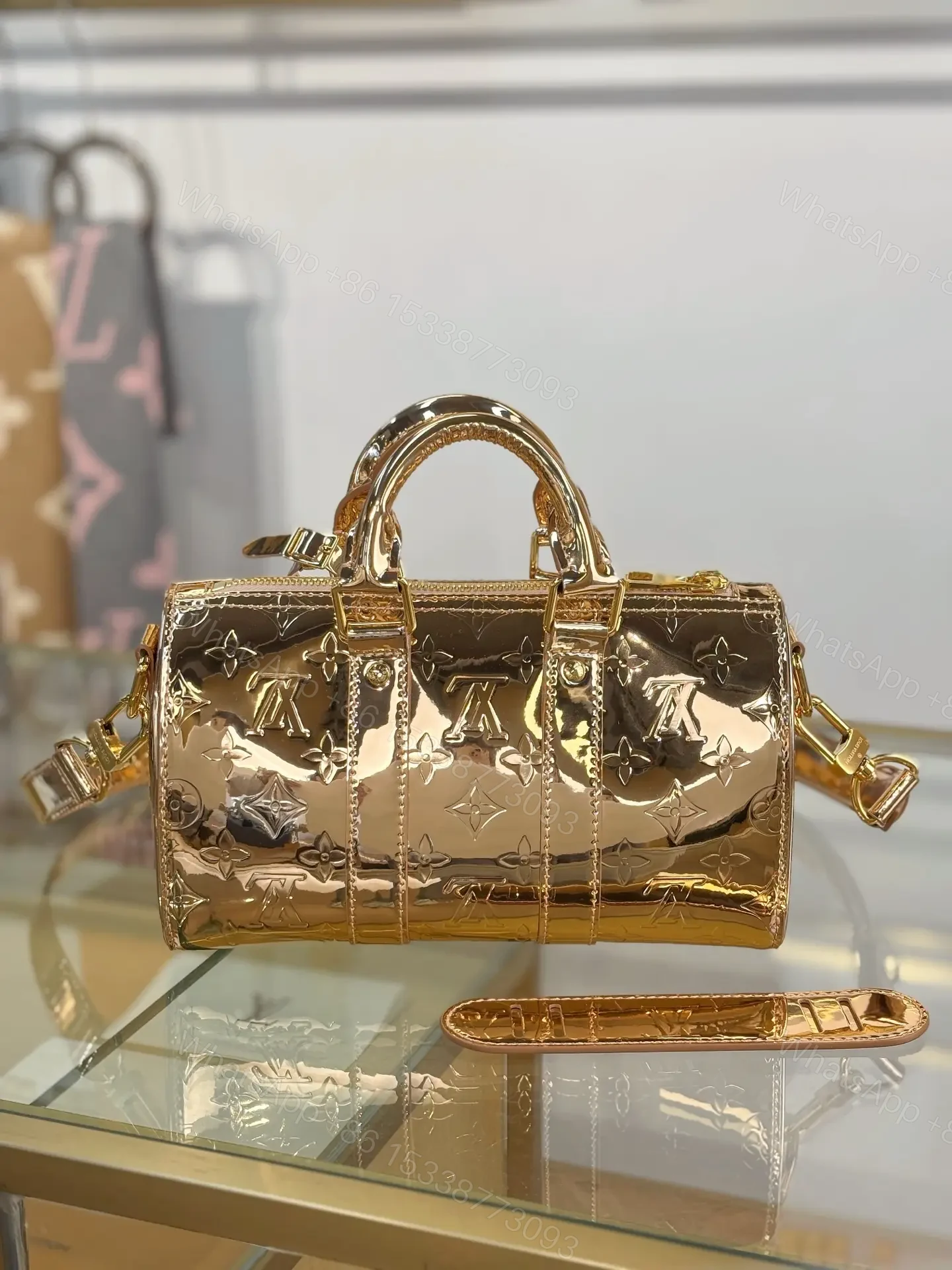 View 3 of Louis Vuitton Limited Edition Gold Monogram Miroir Speedy 30 bag
