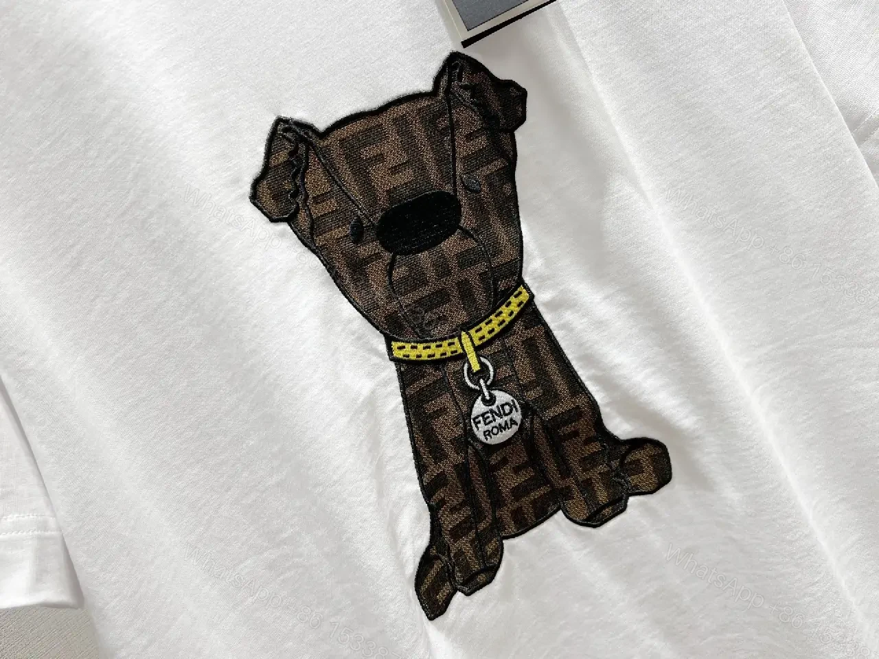 View 5 of Minimalist White Tee: Textured Bear Graphic, Designer-Influenced Luxury Tee