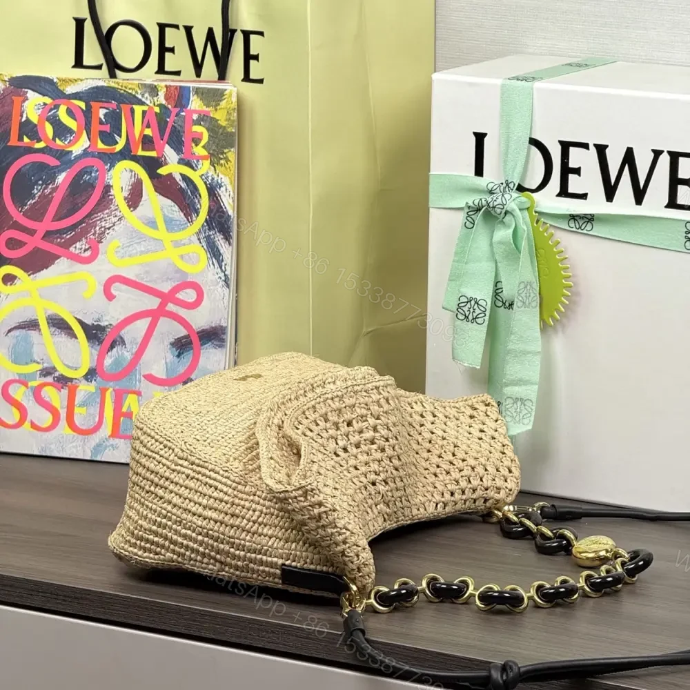 View 7 of 高仿Loewe*Ola系列2123酒椰纖維單肩包中號自然色免檢版