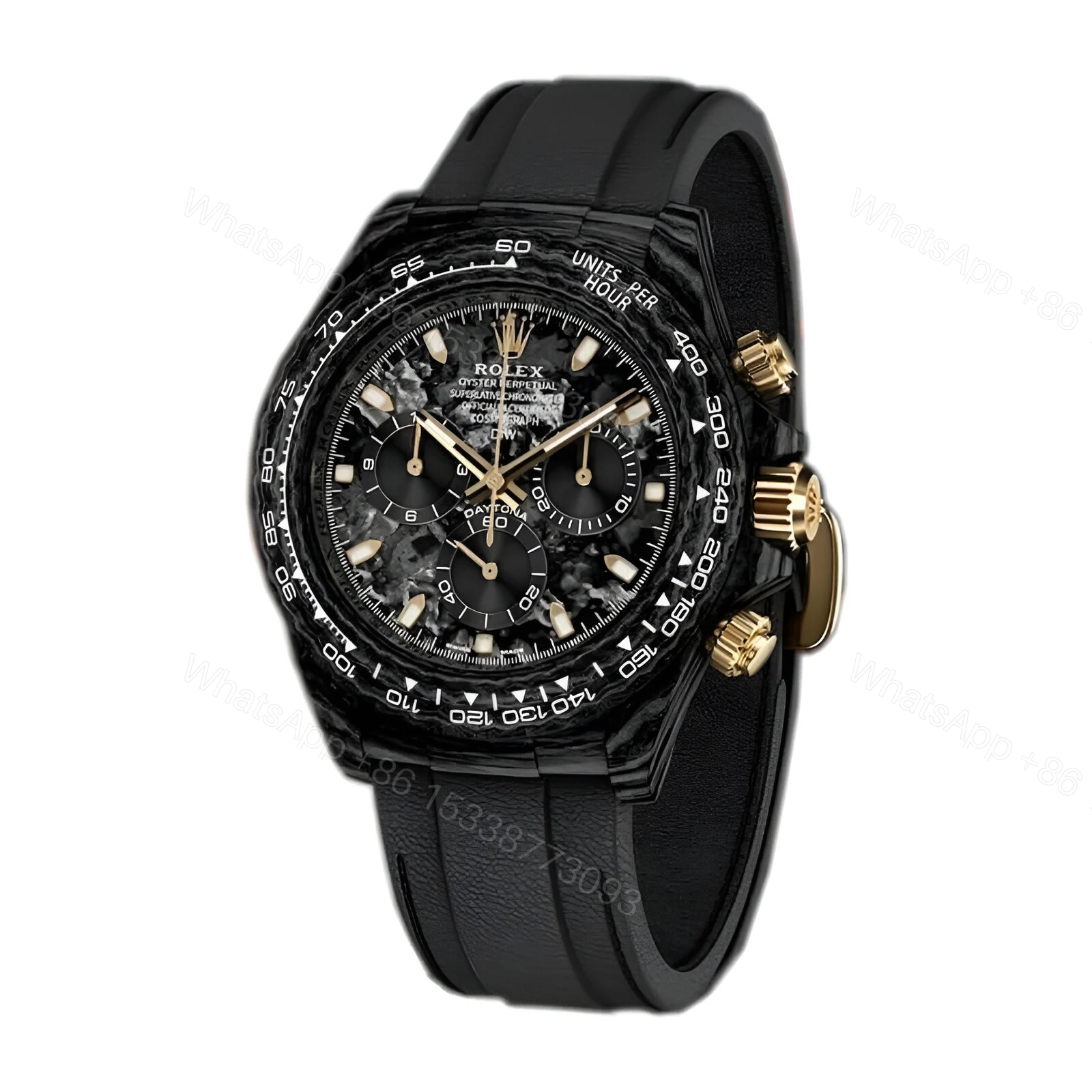 View 2 of Rolex Daytona DiW NTPT Carbon 46490 “All Carbon Lemon Edition” Replica