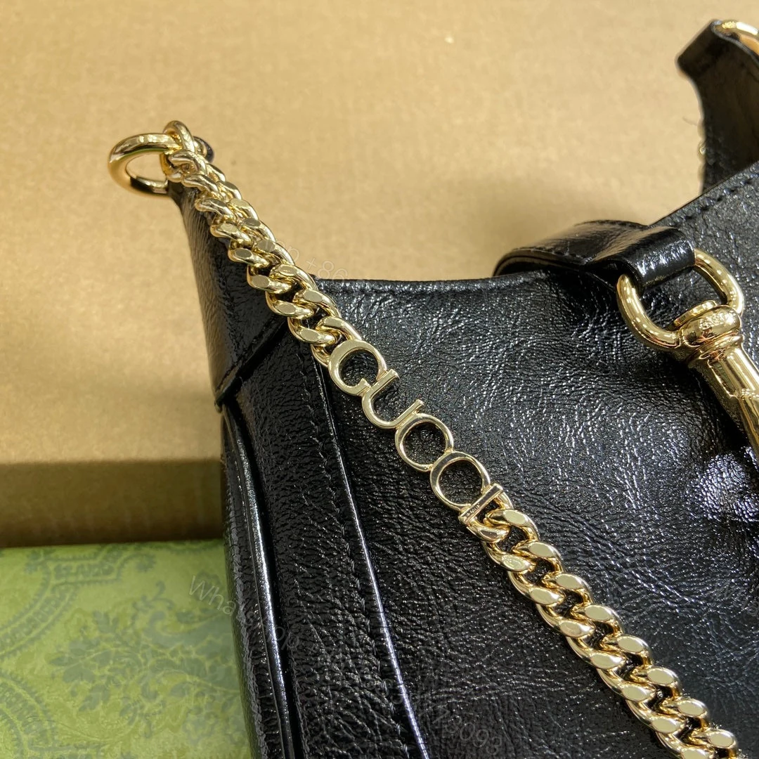 View 4 of JACKIE NOTTE MINI BAG 19 IN BLACK CRACKED LACQUER CALFSKIN GOLD HARDWARE