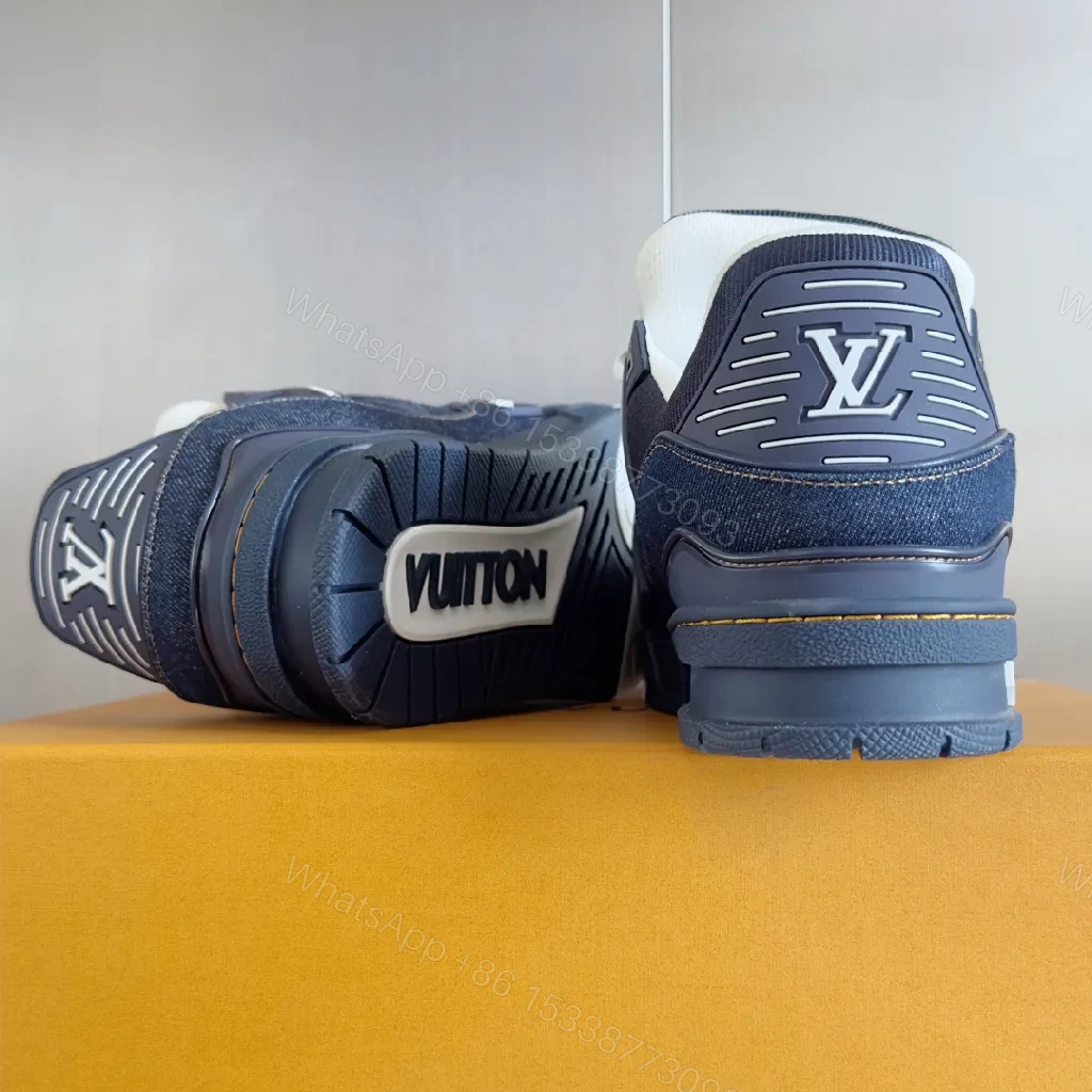 View 9 of Denim-Block Luxe: Iconic LV-Style High-Tops Sneakers