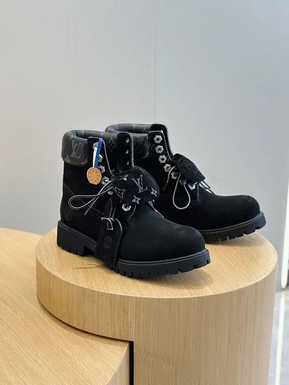 View 7 of Luxe LV-Accent Suede High-Top Boots, Rugged Comfort