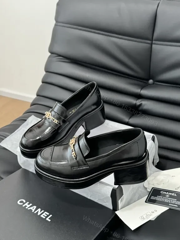 View 7 of Chic Leather Loafers + Chain Detail + Luxury Comfort + Gold Accent + Loafers